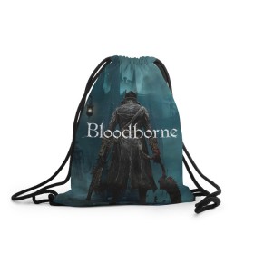 Рюкзак-мешок 3D с принтом Bloodborne. в Тюмени, 100% полиэстер | плотность ткани — 200 г/м2, размер — 35 х 45 см; лямки — толстые шнурки, застежка на шнуровке, без карманов и подкладки | bloodborne | bloodborne 2 | esport | game | playstation | бладборн | игра | киберспорт | киберспортсмен | порождение крови