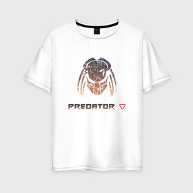 Женская футболка хлопок Oversize с принтом Predator Hunting Grounds в Тюмени, 100% хлопок | свободный крой, круглый ворот, спущенный рукав, длина до линии бедер
 | hunting grounds | predator | зубы | предатор | придатар | придатор | хищник
