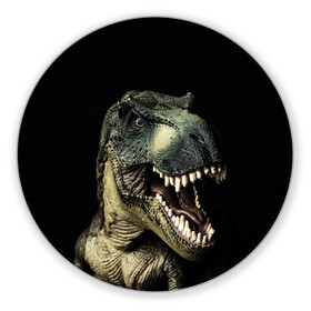 Коврик для мышки круглый с принтом Динозавр T-Rex в Тюмени, резина и полиэстер | круглая форма, изображение наносится на всю лицевую часть | Тематика изображения на принте: dino | dinosauria | t rex | ti rex | дино | динозавр | парк юрского | т рекс | ти рекс | чудовище | юрский период | ящер | ящерица