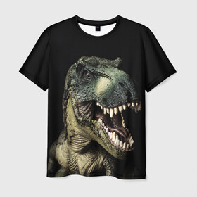 Мужская футболка 3D с принтом Динозавр T-Rex в Тюмени, 100% полиэфир | прямой крой, круглый вырез горловины, длина до линии бедер | dino | dinosauria | t rex | ti rex | дино | динозавр | парк юрского | т рекс | ти рекс | чудовище | юрский период | ящер | ящерица