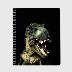Тетрадь с принтом Динозавр T-Rex в Тюмени, 100% бумага | 48 листов, плотность листов — 60 г/м2, плотность картонной обложки — 250 г/м2. Листы скреплены сбоку удобной пружинной спиралью. Уголки страниц и обложки скругленные. Цвет линий — светло-серый
 | dino | dinosauria | t rex | ti rex | дино | динозавр | парк юрского | т рекс | ти рекс | чудовище | юрский период | ящер | ящерица