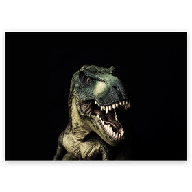Поздравительная открытка с принтом Динозавр T-Rex в Тюмени, 100% бумага | плотность бумаги 280 г/м2, матовая, на обратной стороне линовка и место для марки
 | dino | dinosauria | t rex | ti rex | дино | динозавр | парк юрского | т рекс | ти рекс | чудовище | юрский период | ящер | ящерица
