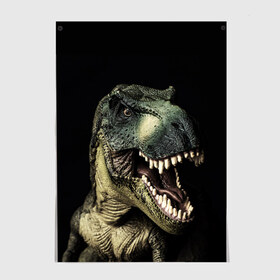 Постер с принтом Динозавр T-Rex в Тюмени, 100% бумага
 | бумага, плотность 150 мг. Матовая, но за счет высокого коэффициента гладкости имеет небольшой блеск и дает на свету блики, но в отличии от глянцевой бумаги не покрыта лаком | dino | dinosauria | t rex | ti rex | дино | динозавр | парк юрского | т рекс | ти рекс | чудовище | юрский период | ящер | ящерица
