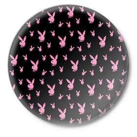 Значок с принтом Playboy в Тюмени,  металл | круглая форма, металлическая застежка в виде булавки | Тематика изображения на принте: bunny | erotic | hefner | hugh | magazine | playboy | журнал | зайка | кролик | плейбой | хефнер | ххх | хью