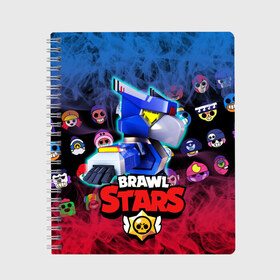 Тетрадь с принтом CROW BRAWL STARS в Тюмени, 100% бумага | 48 листов, плотность листов — 60 г/м2, плотность картонной обложки — 250 г/м2. Листы скреплены сбоку удобной пружинной спиралью. Уголки страниц и обложки скругленные. Цвет линий — светло-серый
 | brawl | crow | leon | lion | sally | shark | spike | sprout | stars | бравл | весёлая | ворона | детская | для школы | игра | кактус | космос | красочная | кроу | леон | лион | мультик | ребёнку | робот | светлая | спайк | старз | старс | 