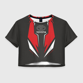 Женская футболка Crop-top 3D с принтом Toyota Driver team Red в Тюмени, 100% полиэстер | круглая горловина, длина футболки до линии талии, рукава с отворотами | driver | driver team | racing | toyota | toyota team | гонки | тайота | тоёта | тойота