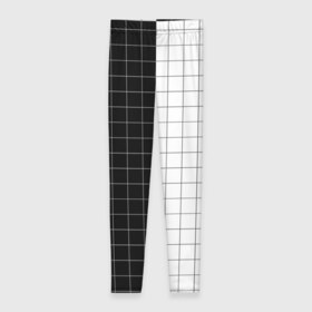 Леггинсы 3D с принтом Black and White в Тюмени, 80% полиэстер, 20% эластан | Эластичный пояс, зауженные к низу, низкая посадка | black and white | в клетку | в клеточку | геометрия | квадрат | клетка | половина | узор | черно белый | чёрный и белый