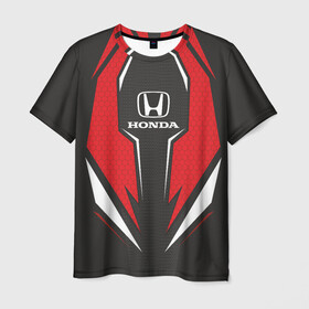 Мужская футболка 3D с принтом Honda Driver team Red в Тюмени, 100% полиэфир | прямой крой, круглый вырез горловины, длина до линии бедер | driver | driver team | honda | honda team | racing | гонки | машины | тачки | хонда