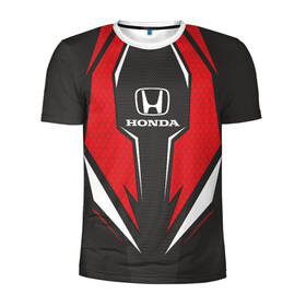 Мужская футболка 3D спортивная с принтом Honda Driver team Red в Тюмени, 100% полиэстер с улучшенными характеристиками | приталенный силуэт, круглая горловина, широкие плечи, сужается к линии бедра | Тематика изображения на принте: driver | driver team | honda | honda team | racing | гонки | машины | тачки | хонда