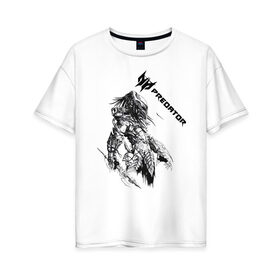 Женская футболка хлопок Oversize с принтом Predator: Hunting Grounds в Тюмени, 100% хлопок | свободный крой, круглый ворот, спущенный рукав, длина до линии бедер
 | game | gamer | predator: hunting grounds | игра | шутер