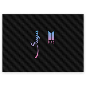 Поздравительная открытка с принтом BTS Suga в Тюмени, 100% бумага | плотность бумаги 280 г/м2, матовая, на обратной стороне линовка и место для марки
 | bts | j hope | j pop | jimin | jin | jungkook | k pop | korea | music | nct | pop | pop idols | suga | v | айдолы | бтс | идолы | к поп | корейская музыка | корея | нст | поп | попса | чимин