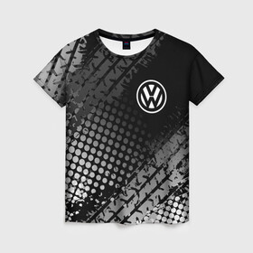 Женская футболка 3D с принтом Volkswagen в Тюмени, 100% полиэфир ( синтетическое хлопкоподобное полотно) | прямой крой, круглый вырез горловины, длина до линии бедер | volkswagen | vw | vw значок | vw лого | vw марка | vw эмблема | wv | значок vw | значок фольксваген | лого автомобиля | лого вольцваген | логотип vw | фольксваген | фольцваген
