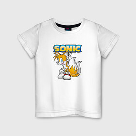 Детская футболка хлопок с принтом Sonic в Тюмени, 100% хлопок | круглый вырез горловины, полуприлегающий силуэт, длина до линии бедер | hedgehog | metal sonic | silver | silver the hedgehog | sonic | sonic boom | sonic the hedgehog | ёж сонник | игры | соник | фильмы