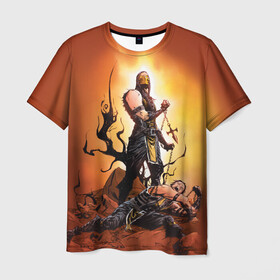 Мужская футболка 3D с принтом Scorpion в Тюмени, 100% полиэфир | прямой крой, круглый вырез горловины, длина до линии бедер | Тематика изображения на принте: mk10 | mkx | mortal kombat | mortal kombat x | scorpion | vdzabma | мортал комбат | мортал комбат 10 | скорпион