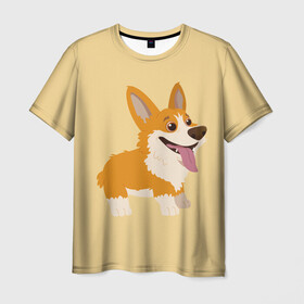 Мужская футболка 3D с принтом Корги в Тюмени, 100% полиэфир | прямой крой, круглый вырез горловины, длина до линии бедер | corgi | кинолог | корги | пёс | рыжая | рыжая собака | собака | собакен | собачка | собачница | собачуха | собичник