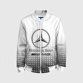 Детский бомбер 3D с принтом Mercedes-Benz в Тюмени, 100% полиэстер | застегивается на молнию, по бокам два кармана без застежек, мягкие манжеты, по низу бомбера и на воротнике — эластичная резинка | amg | mercedes | mercedes значок | mercedes лого | mercedes марка | амг | бенц | лого автомобиля | логотип мерседес | мерин | мерс | мерседес | мерседес бенз | мерседес лого | мерседес эмблема