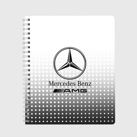 Тетрадь с принтом Mercedes-Benz в Тюмени, 100% бумага | 48 листов, плотность листов — 60 г/м2, плотность картонной обложки — 250 г/м2. Листы скреплены сбоку удобной пружинной спиралью. Уголки страниц и обложки скругленные. Цвет линий — светло-серый
 | Тематика изображения на принте: amg | mercedes | mercedes значок | mercedes лого | mercedes марка | амг | бенц | лого автомобиля | логотип мерседес | мерин | мерс | мерседес | мерседес бенз | мерседес лого | мерседес эмблема