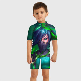 Детский купальный костюм 3D с принтом VALORANT в Тюмени, Полиэстер 85%, Спандекс 15% | застежка на молнии на спине | valorant | валорант | велорант | вэлорант