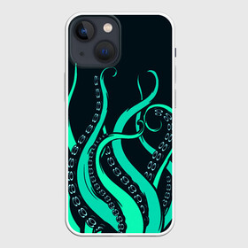 Чехол для iPhone 13 mini с принтом Щупальца осьминога в Тюмени,  |  | бирюза | вода | волны | животные | зверь | лапы | монстр | море | морской | неоновый | океан | осьминог | природа | пузыри | рисунок | рыба | рыбалка | узор | щупальца | яркий