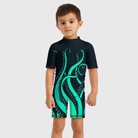 Детский купальный костюм 3D с принтом Щупальца осьминога в Тюмени, Полиэстер 85%, Спандекс 15% | застежка на молнии на спине | бирюза | вода | волны | животные | зверь | лапы | монстр | море | морской | неоновый | океан | осьминог | природа | пузыри | рисунок | рыба | рыбалка | узор | щупальца | яркий