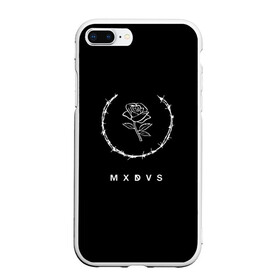 Чехол для iPhone 7Plus/8 Plus матовый с принтом MXDVS в Тюмени, Силикон | Область печати: задняя сторона чехла, без боковых панелей | +32 | 32 | logo | mxdvs | бренд | бренд mxdvs | бренловые картинки | лого | лого mxdvs | логотип | логотип mxdvs | мхдвс | прикольные картинки | роза | шипы