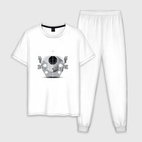 Мужская пижама хлопок с принтом HAL 9000 в Тюмени, 100% хлопок | брюки и футболка прямого кроя, без карманов, на брюках мягкая резинка на поясе и по низу штанин
 | discovery one | eva pod | frank poole | hal 9000 | heywood floyd | space odyssey | stanley kubrick | vdgerir