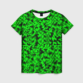 Женская футболка 3D с принтом КАМУФЛЯЖ GREEN в Тюмени, 100% полиэфир ( синтетическое хлопкоподобное полотно) | прямой крой, круглый вырез горловины, длина до линии бедер | camouflage | армия | военная форма | военный | вооружение | вооруженные силы | защита | защитный цвет | зеленый | камуфляж | маскировка | салатовый | солдат | униформа | форма | хаки