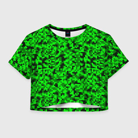 Женская футболка Crop-top 3D с принтом КАМУФЛЯЖ GREEN в Тюмени, 100% полиэстер | круглая горловина, длина футболки до линии талии, рукава с отворотами | camouflage | армия | военная форма | военный | вооружение | вооруженные силы | защита | защитный цвет | зеленый | камуфляж | маскировка | салатовый | солдат | униформа | форма | хаки