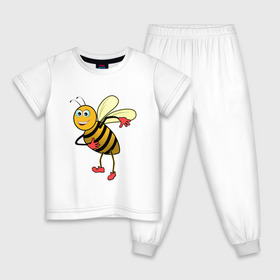 Детская пижама хлопок с принтом Пчела в Тюмени, 100% хлопок |  брюки и футболка прямого кроя, без карманов, на брюках мягкая резинка на поясе и по низу штанин
 | животные | картинки | крылья | лето | насекомое | прикольные | природа | пчела