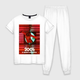 Женская пижама хлопок с принтом HAL shutdown в Тюмени, 100% хлопок | брюки и футболка прямого кроя, без карманов, на брюках мягкая резинка на поясе и по низу штанин | Тематика изображения на принте: 