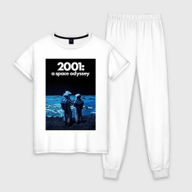 Женская пижама хлопок с принтом 2001: а Space Odyssey в Тюмени, 100% хлопок | брюки и футболка прямого кроя, без карманов, на брюках мягкая резинка на поясе и по низу штанин | 