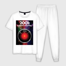 Мужская пижама хлопок с принтом HAL 9000 в Тюмени, 100% хлопок | брюки и футболка прямого кроя, без карманов, на брюках мягкая резинка на поясе и по низу штанин
 | Тематика изображения на принте: 