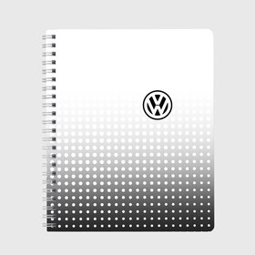 Тетрадь с принтом Volkswagen в Тюмени, 100% бумага | 48 листов, плотность листов — 60 г/м2, плотность картонной обложки — 250 г/м2. Листы скреплены сбоку удобной пружинной спиралью. Уголки страниц и обложки скругленные. Цвет линий — светло-серый
 | volkswagen | vw | vw значок | vw лого | vw марка | vw эмблема | wv | значок vw | значок фольксваген | лого автомобиля | лого вольцваген | логотип vw | фольксваген | фольцваген