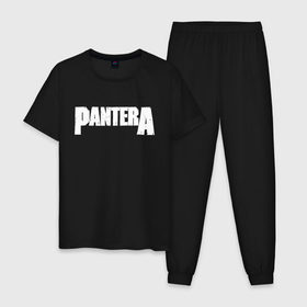Мужская пижама хлопок с принтом Pantera. в Тюмени, 100% хлопок | брюки и футболка прямого кроя, без карманов, на брюках мягкая резинка на поясе и по низу штанин
 | Тематика изображения на принте: pantera | американская метал группа | грув метал | группа | музыка | пантера | рок | рок группа