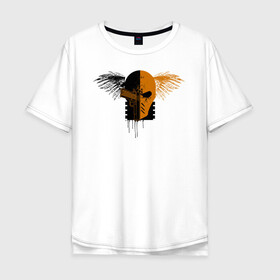 Мужская футболка хлопок Oversize с принтом Deathstroke в Тюмени, 100% хлопок | свободный крой, круглый ворот, “спинка” длиннее передней части | Тематика изображения на принте: arrow | deathstroke | vdzabma | детстроук | стрела