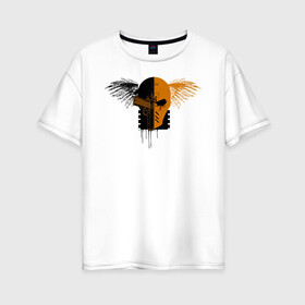 Женская футболка хлопок Oversize с принтом Deathstroke в Тюмени, 100% хлопок | свободный крой, круглый ворот, спущенный рукав, длина до линии бедер
 | arrow | deathstroke | vdzabma | детстроук | стрела