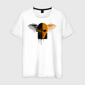 Мужская футболка хлопок с принтом Deathstroke в Тюмени, 100% хлопок | прямой крой, круглый вырез горловины, длина до линии бедер, слегка спущенное плечо. | Тематика изображения на принте: arrow | deathstroke | vdzabma | детстроук | стрела