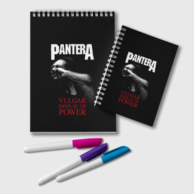 Блокнот с принтом PanterA VulgaR в Тюмени, 100% бумага | 48 листов, плотность листов — 60 г/м2, плотность картонной обложки — 250 г/м2. Листы скреплены удобной пружинной спиралью. Цвет линий — светло-серый
 | covid 19 | pantera | vulgar display of power | альбом | группа | метал | металика | металл | пантера | рок | тяжелый | хэви