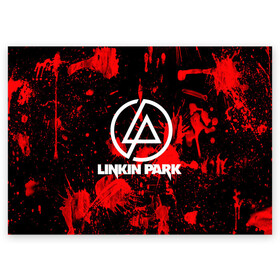 Поздравительная открытка с принтом Linkin Park в Тюмени, 100% бумага | плотность бумаги 280 г/м2, матовая, на обратной стороне линовка и место для марки
 | chester bennington | linkin park | rock | группа | линкин парк | логотип | музыка | рок | рок н ролл | честер беннингтон | эмблема