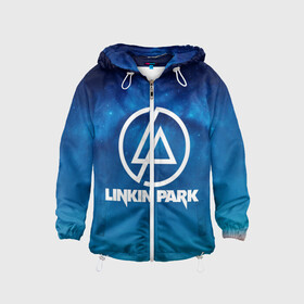 Детская ветровка 3D с принтом Linkin Park в Тюмени, 100% полиэстер | подол и капюшон оформлены резинкой с фиксаторами, по бокам два кармана без застежек, один потайной карман на груди | chester bennington | linkin park | rock | space | группа | космос | линкин парк | логотип | музыка | рок | рок н ролл | честер беннингтон | эмблема