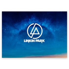 Поздравительная открытка с принтом Linkin Park в Тюмени, 100% бумага | плотность бумаги 280 г/м2, матовая, на обратной стороне линовка и место для марки
 | chester bennington | linkin park | rock | space | группа | космос | линкин парк | логотип | музыка | рок | рок н ролл | честер беннингтон | эмблема