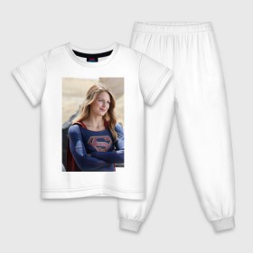 Детская пижама хлопок с принтом Supergirl в Тюмени, 100% хлопок |  брюки и футболка прямого кроя, без карманов, на брюках мягкая резинка на поясе и по низу штанин
 | kara danvers | supergirl | vdzabma | кара дэнверс | супергерл