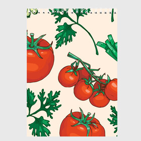 Скетчбук с принтом Летние овощи в Тюмени, 100% бумага
 | 48 листов, плотность листов — 100 г/м2, плотность картонной обложки — 250 г/м2. Листы скреплены сверху удобной пружинной спиралью | 3d | зелень | летние | лето | лук | овощи | петрушка | помидоры | популярные | томаты