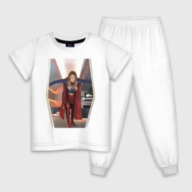 Детская пижама хлопок с принтом Supergirl в Тюмени, 100% хлопок |  брюки и футболка прямого кроя, без карманов, на брюках мягкая резинка на поясе и по низу штанин
 | kara danvers | supergirl | vdzabma | кара дэнверс | супергерл
