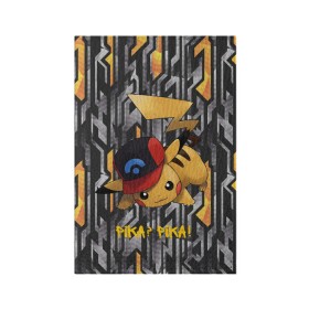 Обложка для паспорта матовая кожа с принтом Пикачу в Тюмени, натуральная матовая кожа | размер 19,3 х 13,7 см; прозрачные пластиковые крепления | pikachu | pokemon | аниме | зверек | мультик | мультфильм | пика | пикачу | покемон | покемоны