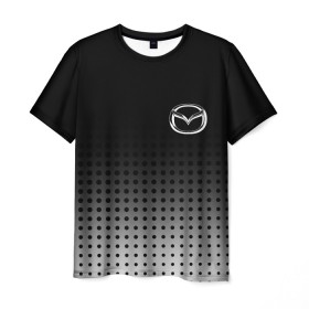 Мужская футболка 3D с принтом Mazda в Тюмени, 100% полиэфир | прямой крой, круглый вырез горловины, длина до линии бедер | mazda | mazda лого | mazda марка | mazda эмблема | значок mazda | лого авто | лого автомобиля | логотип mazda | логотип мазда | мазда | мазда значок | мазда лого | мазда эмблема | черно белый