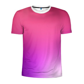 Мужская футболка 3D спортивная с принтом Нежный цвет в Тюмени, 100% полиэстер с улучшенными характеристиками | приталенный силуэт, круглая горловина, широкие плечи, сужается к линии бедра | красный | нежный цвет | плавный переход | фиолетовый