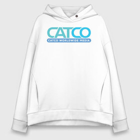 Женское худи Oversize хлопок с принтом CatCo в Тюмени, френч-терри — 70% хлопок, 30% полиэстер. Мягкий теплый начес внутри —100% хлопок | боковые карманы, эластичные манжеты и нижняя кромка, капюшон на магнитной кнопке | catco | supergirl | vdzabma | кэтко | супергерл