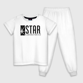 Детская пижама хлопок с принтом S.T.A.R. Labs в Тюмени, 100% хлопок |  брюки и футболка прямого кроя, без карманов, на брюках мягкая резинка на поясе и по низу штанин
 | the flash | vdzabma | флэш