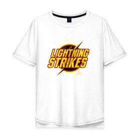 Мужская футболка хлопок Oversize с принтом Lightning Strikes в Тюмени, 100% хлопок | свободный крой, круглый ворот, “спинка” длиннее передней части | Тематика изображения на принте: the flash | vdzabma | флэш